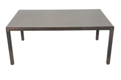 Best Dining Tisch, braun marmoriert, Polyrattan, 180 x 100 cm, Tischplatte Spraystone, 6mm Gartentische|Polyrattan-Gartenmöbel