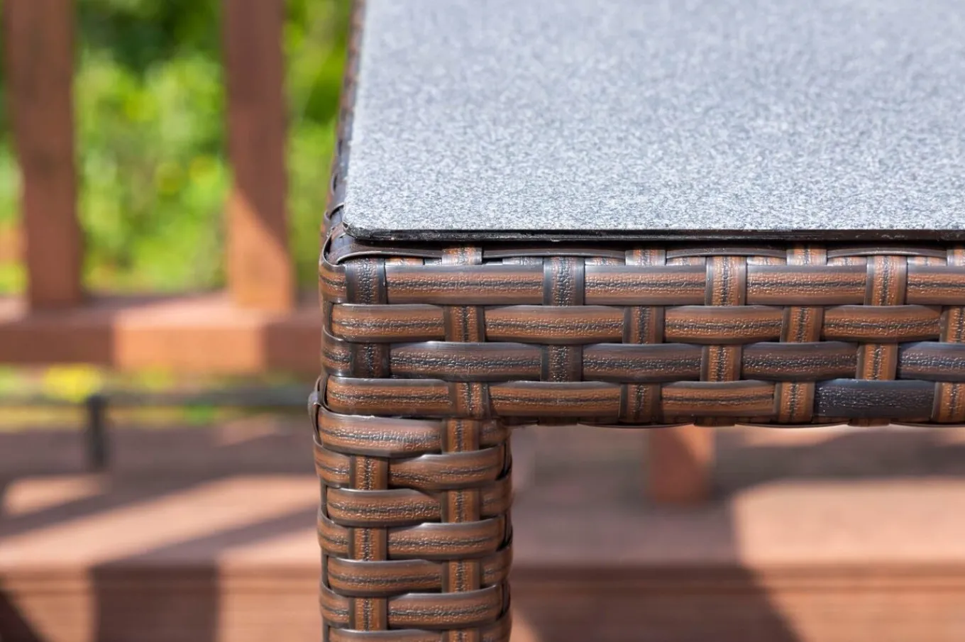 Best Dining Tisch, braun marmoriert, Polyrattan, 180 x 100 cm, Tischplatte Spraystone, 6mm Gartentische|Polyrattan-Gartenmöbel