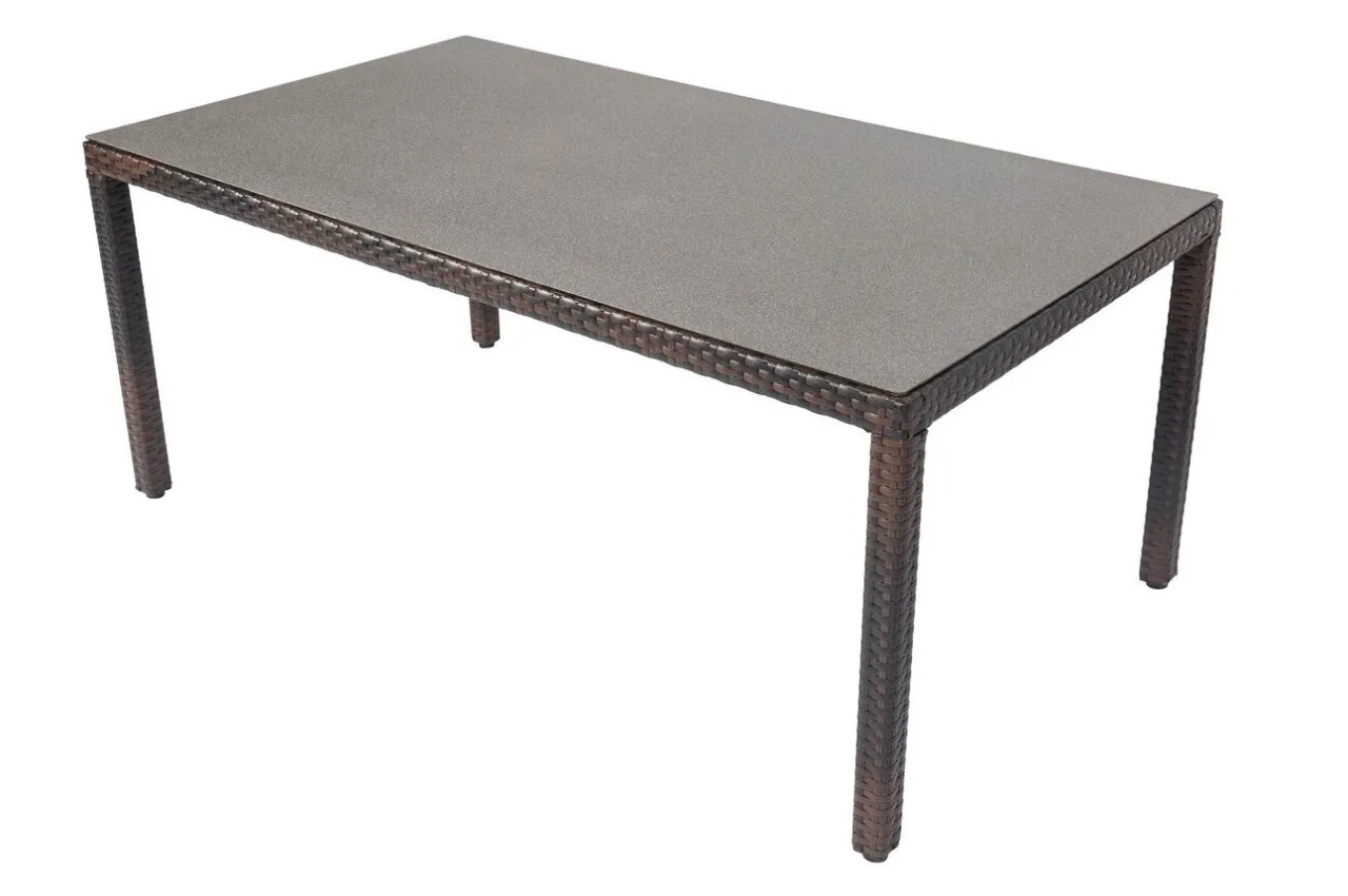 Best Dining Tisch, braun marmoriert, Polyrattan, 180 x 100 cm, Tischplatte Spraystone, 6mm Gartentische|Polyrattan-Gartenmöbel