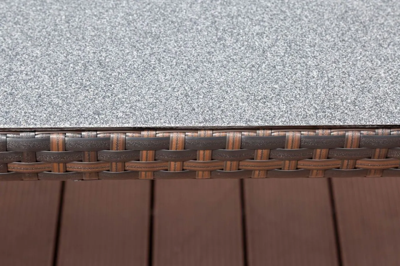 Best Dining Tisch, braun marmoriert, Polyrattan, 180 x 100 cm, Tischplatte Spraystone, 6mm Gartentische|Polyrattan-Gartenmöbel
