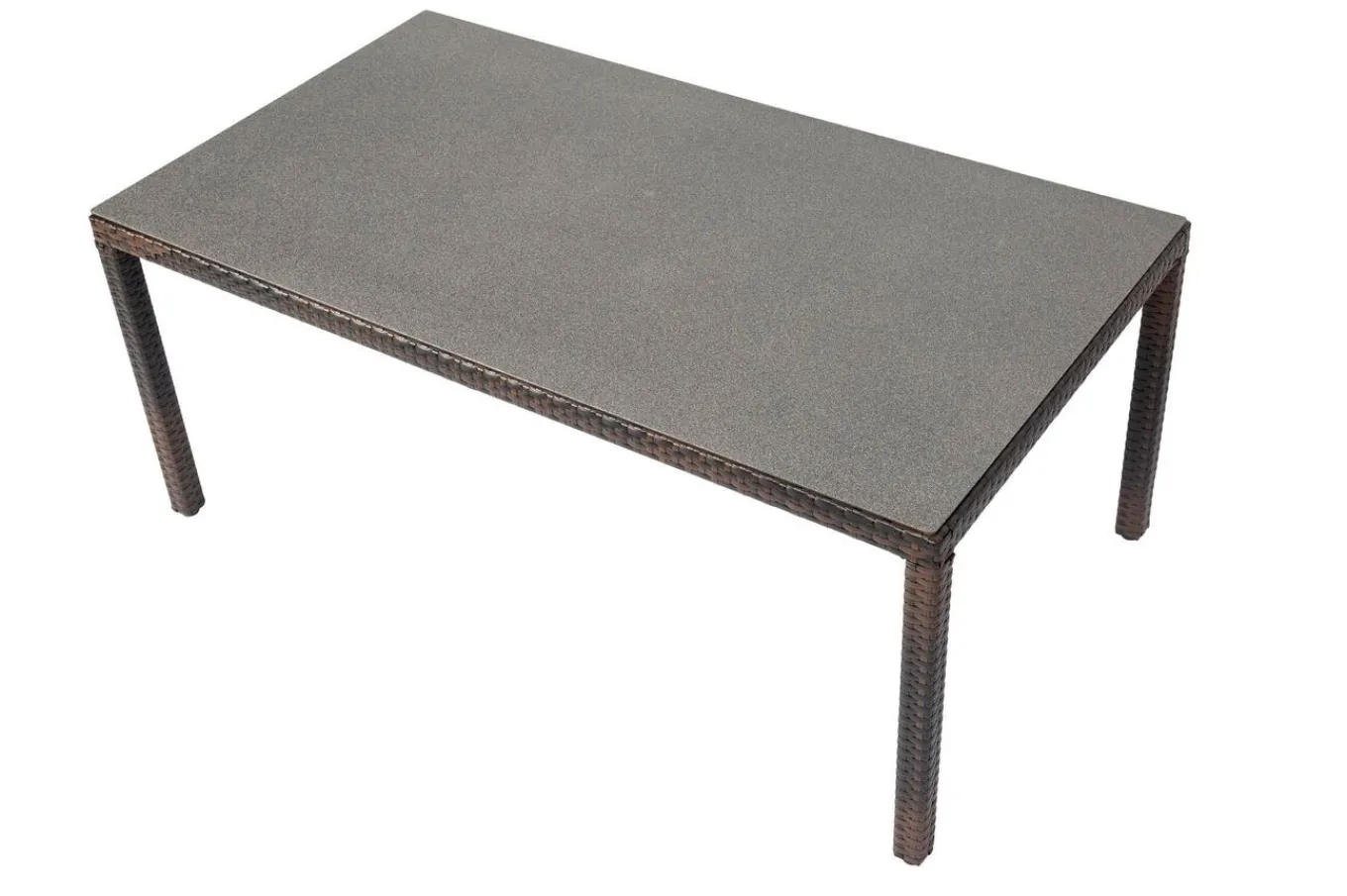 Best Dining Tisch, braun marmoriert, Polyrattan, 180 x 100 cm, Tischplatte Spraystone, 6mm Gartentische|Polyrattan-Gartenmöbel