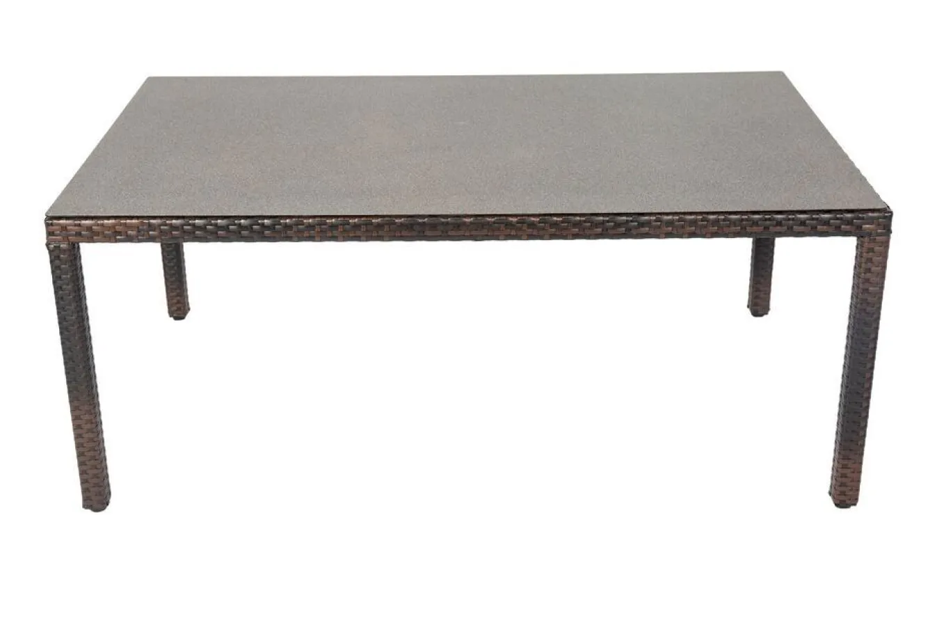 Best Dining Tisch, braun marmoriert, Polyrattan, 180 x 100 cm, Tischplatte Spraystone, 6mm Gartentische|Polyrattan-Gartenmöbel