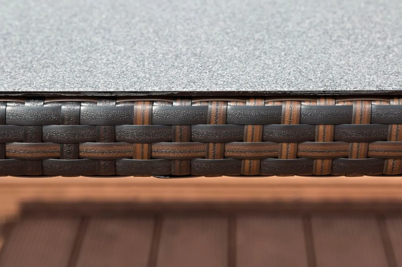Best Dining Tisch, braun marmoriert, Polyrattan, 180 x 100 cm, Tischplatte Spraystone, 6mm Gartentische|Polyrattan-Gartenmöbel