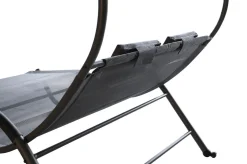 Online Doppelliege, anthrazit, Polyester/Stahl pulverbeschichtet, 205x138x34cm, inkl. Nackenkissen, rollbar Stahl-Gartenmöbel|Gartenliegen