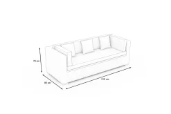 Online Dreisitzer-Sofa, creme/weiß, schwarz, Polyrattan, 210x85x70cm, inkl. Polster + wasserfeste Kissenbox Polyrattan-Gartenmöbel|Gartenlounge