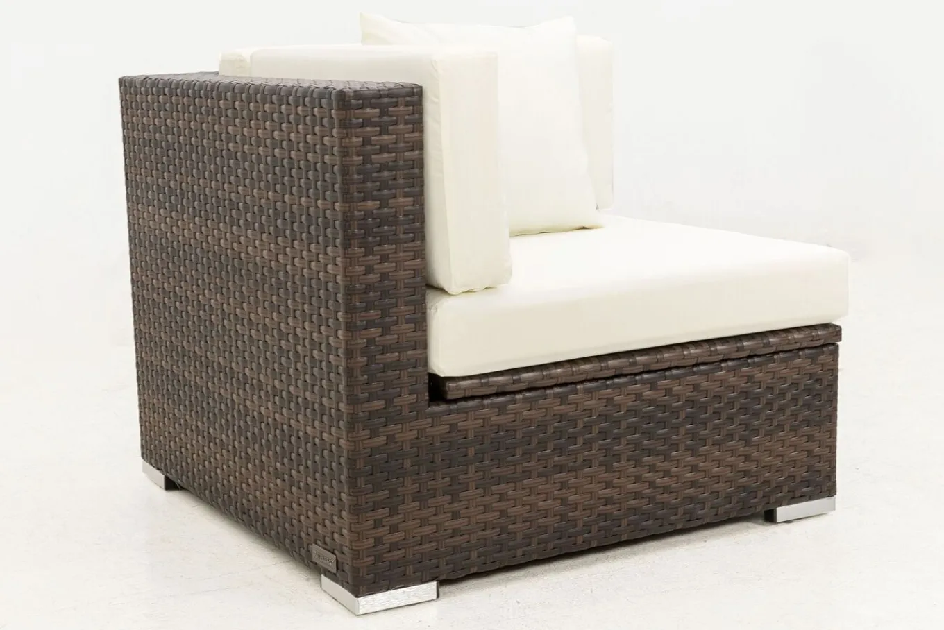 New Eckelement, braun marmoriert, Polyrattan, 85 x 85 x 70 cm, wasserfeste Kissenbox Polyrattan-Gartenmöbel|Gartenlounge
