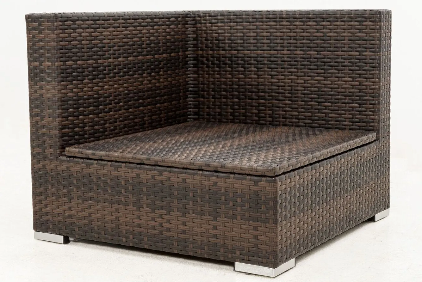 New Eckelement, braun marmoriert, Polyrattan, 85 x 85 x 70 cm, wasserfeste Kissenbox Polyrattan-Gartenmöbel|Gartenlounge