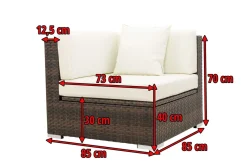 New Eckelement, braun marmoriert, Polyrattan, 85 x 85 x 70 cm, wasserfeste Kissenbox Polyrattan-Gartenmöbel|Gartenlounge