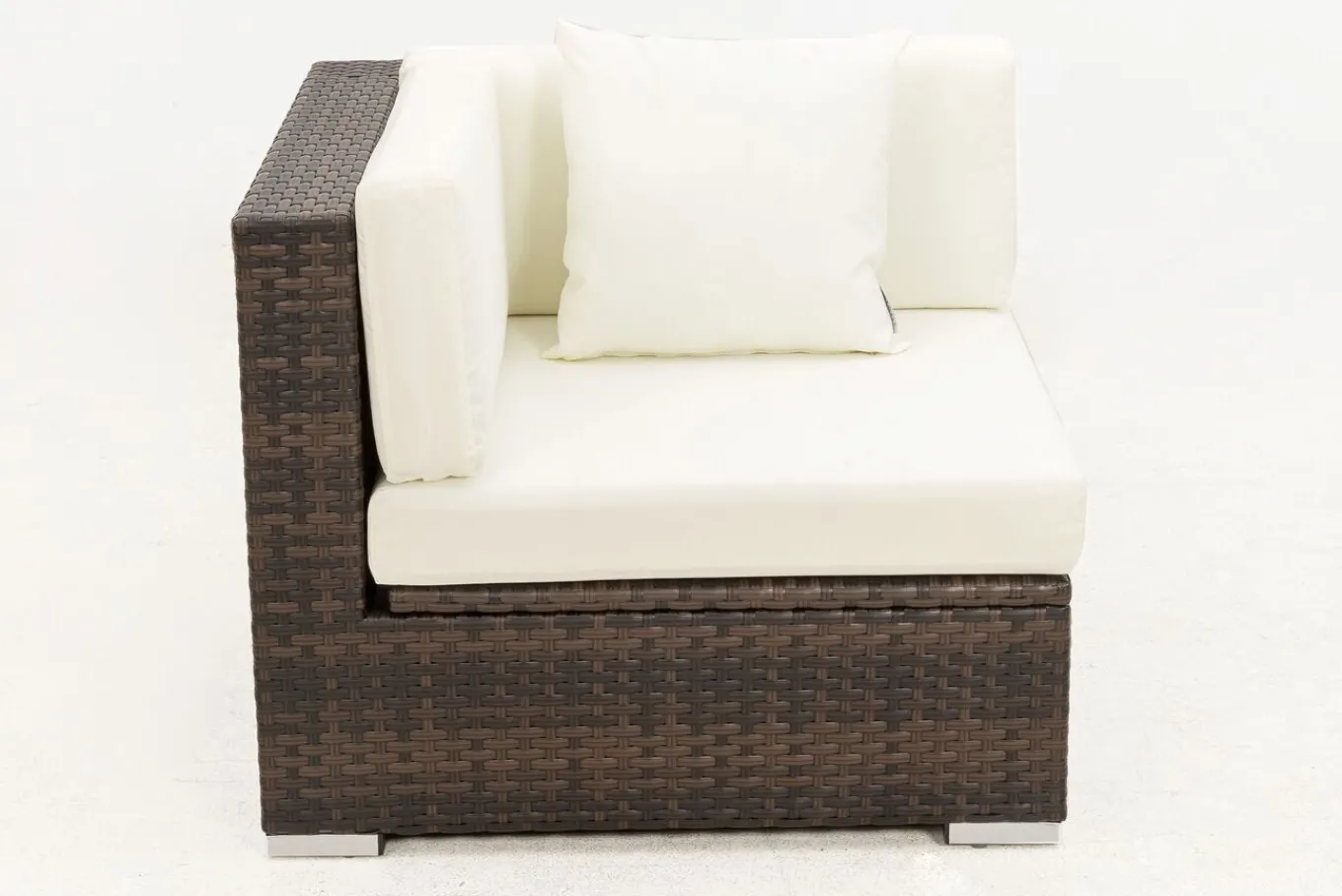 New Eckelement, braun marmoriert, Polyrattan, 85 x 85 x 70 cm, wasserfeste Kissenbox Polyrattan-Gartenmöbel|Gartenlounge