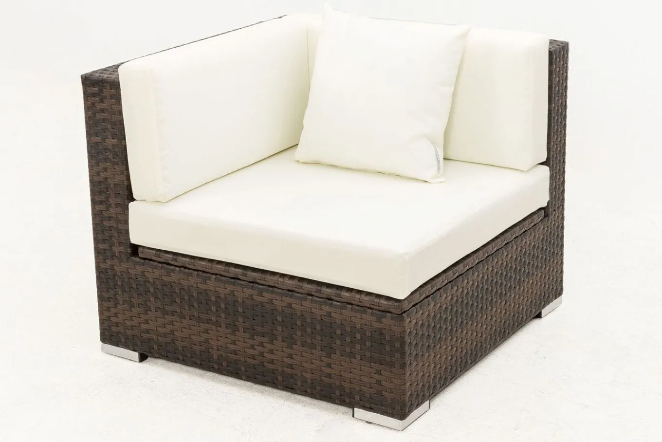 New Eckelement, braun marmoriert, Polyrattan, 85 x 85 x 70 cm, wasserfeste Kissenbox Polyrattan-Gartenmöbel|Gartenlounge