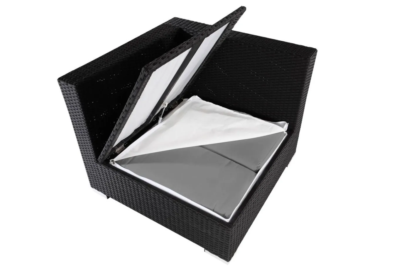 Best Eckelement, creme/weiß, schwarz, Polyrattan, inkl. Polster und Kissen, wasserfeste Kissenbox Polyrattan-Gartenmöbel|Gartenlounge