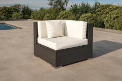 Best Eckelement, creme/weiß, schwarz, Polyrattan, inkl. Polster und Kissen, wasserfeste Kissenbox Polyrattan-Gartenmöbel|Gartenlounge