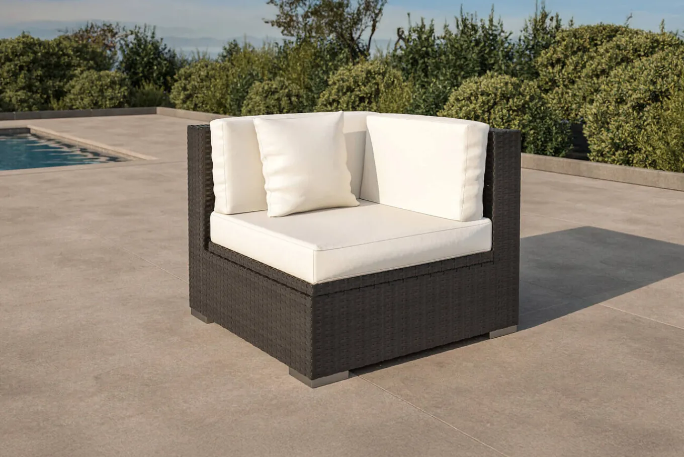Best Eckelement, creme/weiß, schwarz, Polyrattan, inkl. Polster und Kissen, wasserfeste Kissenbox Polyrattan-Gartenmöbel|Gartenlounge