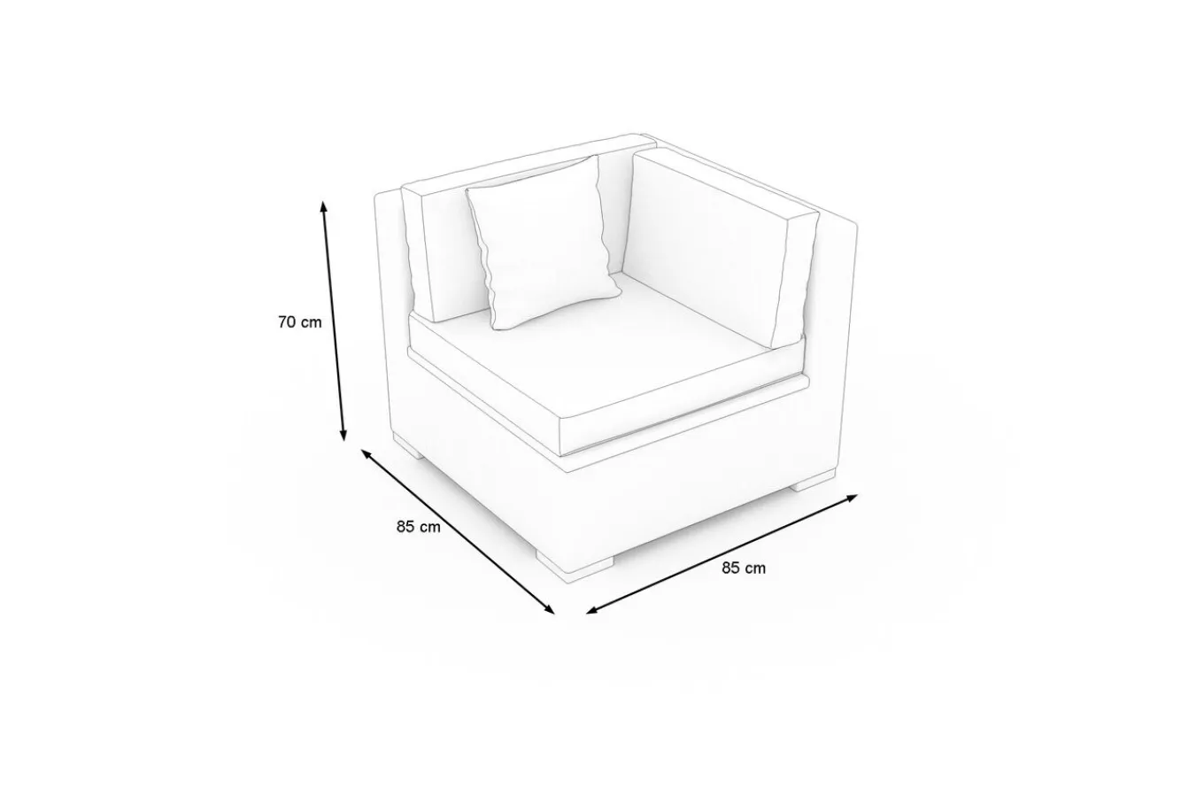 Online Eckelement, desert-beige, Aluminium/Polyrattan/Polyester, 84.5 x 84 x 69.5 cm, pflegeleicht, mit Kissenboxfunktion Gartenlounge Modulsysteme|Polyrattan-Gartenmöbel