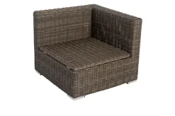 Discount Eckelement links, grau, Polyrattan, 82 x 82 x 70 cm, verstellbare Sitzfläche, wasserfeste Kissenbox Polyrattan-Gartenmöbel|Gartenlounge