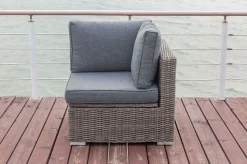 Discount Eckelement links, grau, Polyrattan, 82 x 82 x 70 cm, verstellbare Sitzfläche, wasserfeste Kissenbox Polyrattan-Gartenmöbel|Gartenlounge