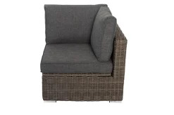 Discount Eckelement links, grau, Polyrattan, 82 x 82 x 70 cm, verstellbare Sitzfläche, wasserfeste Kissenbox Polyrattan-Gartenmöbel|Gartenlounge