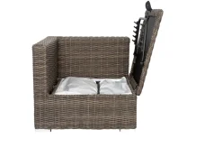 Sale Eckelement rechts, grau, Polyrattan, 82 x 82 x 70 cm, verstellbare Sitzfläche, wasserfeste Kissenbox Polyrattan-Gartenmöbel|Gartenlounge