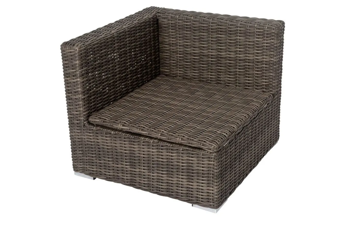 Sale Eckelement rechts, grau, Polyrattan, 82 x 82 x 70 cm, verstellbare Sitzfläche, wasserfeste Kissenbox Polyrattan-Gartenmöbel|Gartenlounge