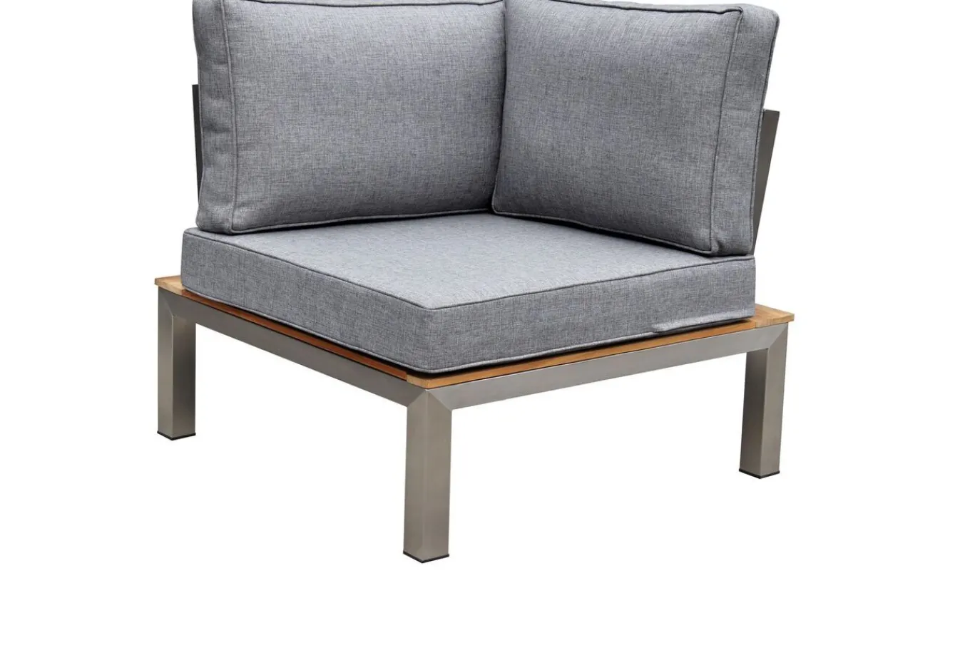Online Eckelement, silber/grau, Edelstahl/Teakholz/Textil, 79 x 79 x 64 cm Edelstahl-Gartenmöbel|Gartenstühle & Gartensessel