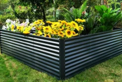 Discount Eck-Hochbeet, anthrazit, Aluminium-Zink-Stahl, 270x270x90x84cm Hochbeet