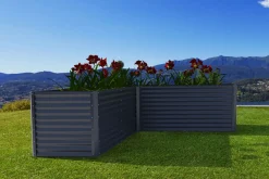 Discount Eck-Hochbeet, anthrazit, Aluminium-Zink-Stahl, 270x270x90x84cm Hochbeet