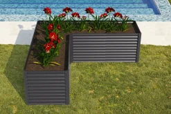 Discount Eck-Hochbeet, anthrazit, Aluminium-Zink-Stahl, 270x270x90x84cm Hochbeet