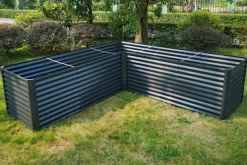 Discount Eck-Hochbeet, anthrazit, Aluminium-Zink-Stahl, 270x270x90x84cm Hochbeet
