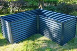 New Eck-Hochbeet, anthrazit, Aluminium-Zink-Stahl, 210x210x90x84cm Hochbeet
