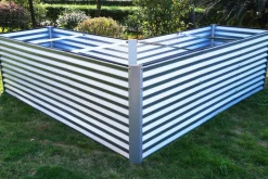Eck-Hochbeet, silber, Aluminium-Zink-Stahl, 270x270x90x84cm Hochbeet