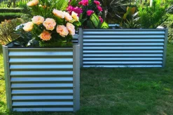 Eck-Hochbeet, silber, Aluminium-Zink-Stahl, 270x270x90x84cm Hochbeet