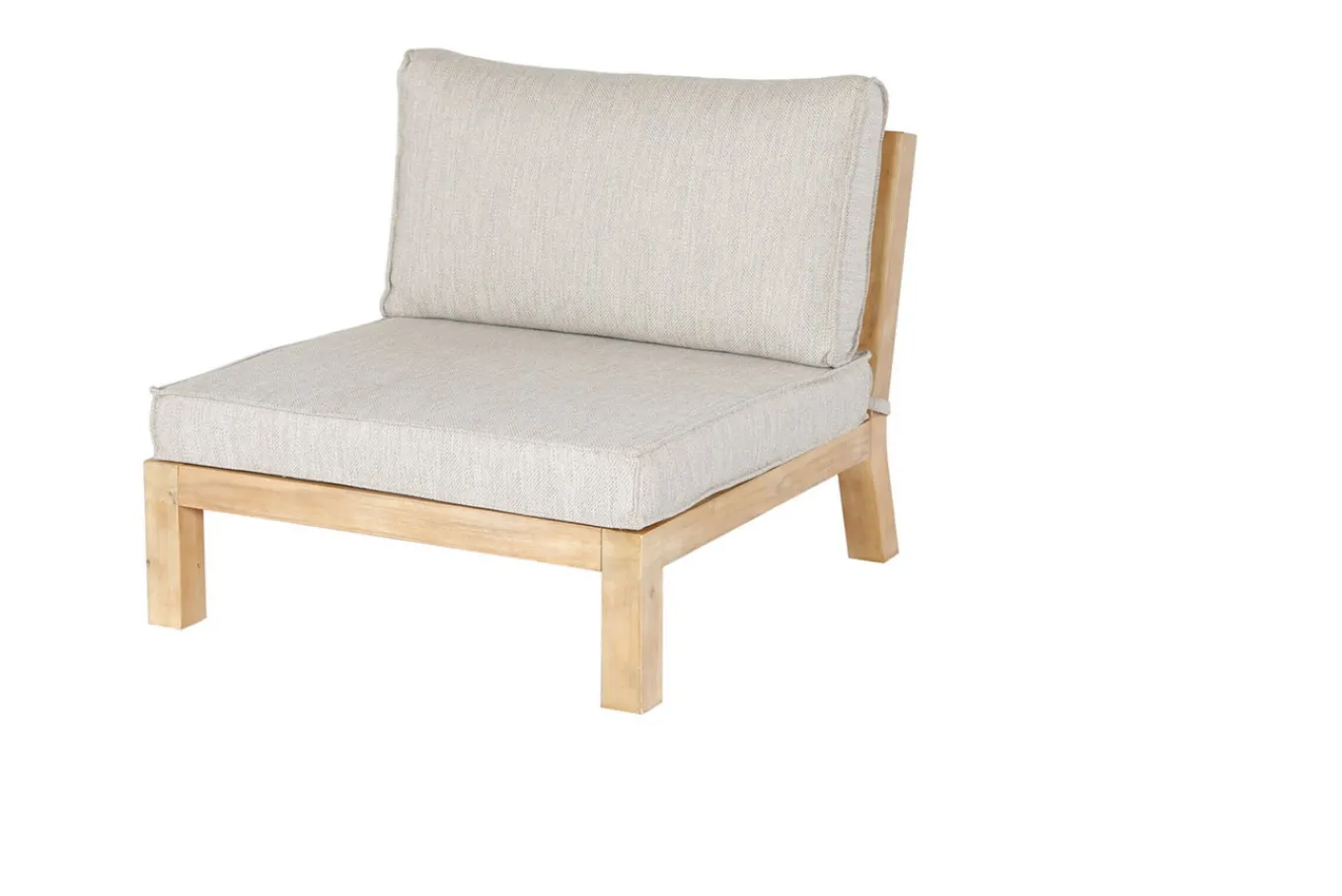 Outlet Ecklounge, Akazie, 5 Personen, inkl. Tisch ø 80 cm und Polster aus Olefin in hellbraun, FSC®-zertifiziertes Produkt Gartenlounge
