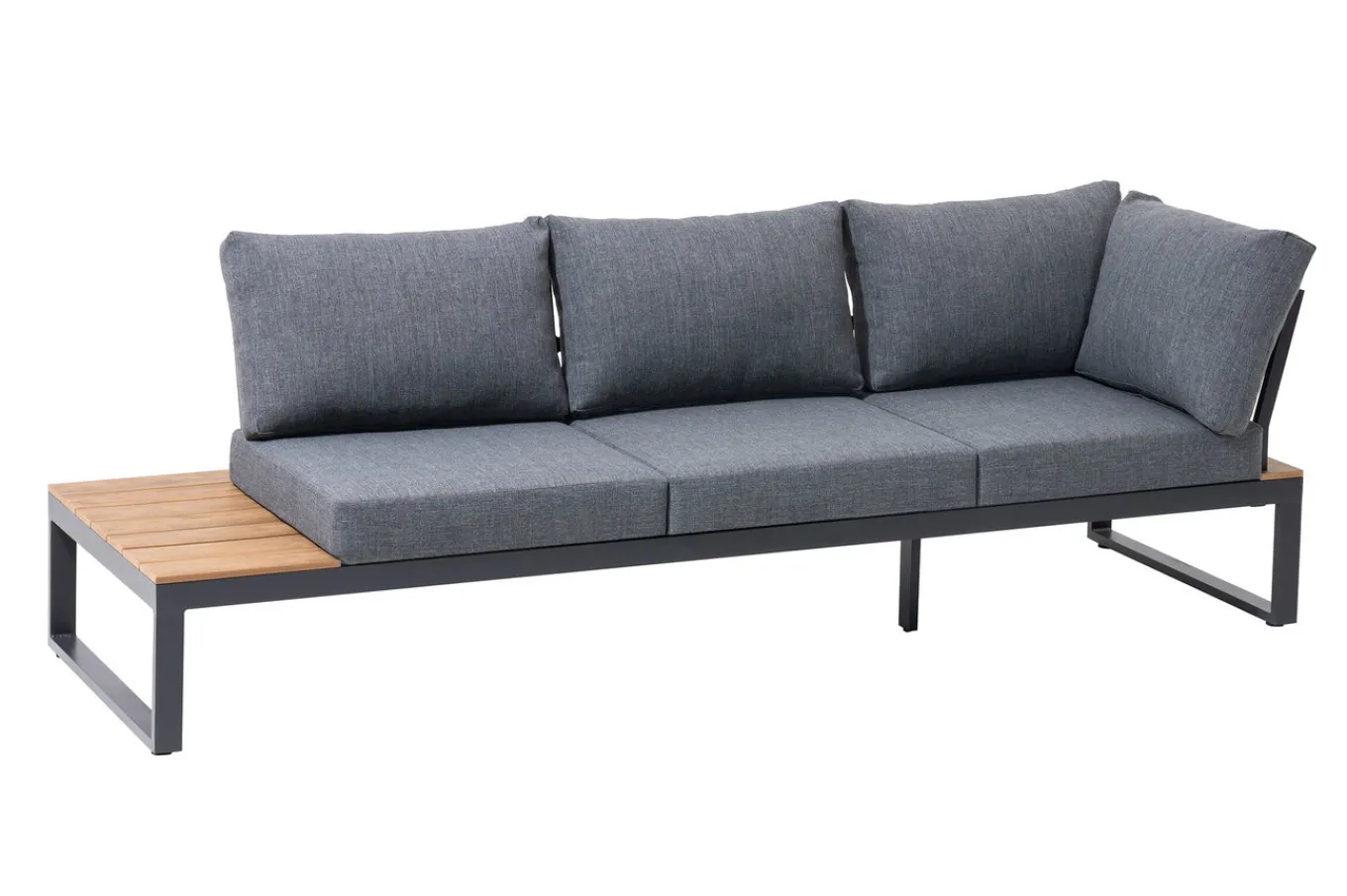 Best Ecklounge, anthrazit matt, Alu/Holzoptik, 5 Personen, Seitenablage Gartenlounge|Aluminium-Gartenmöbel