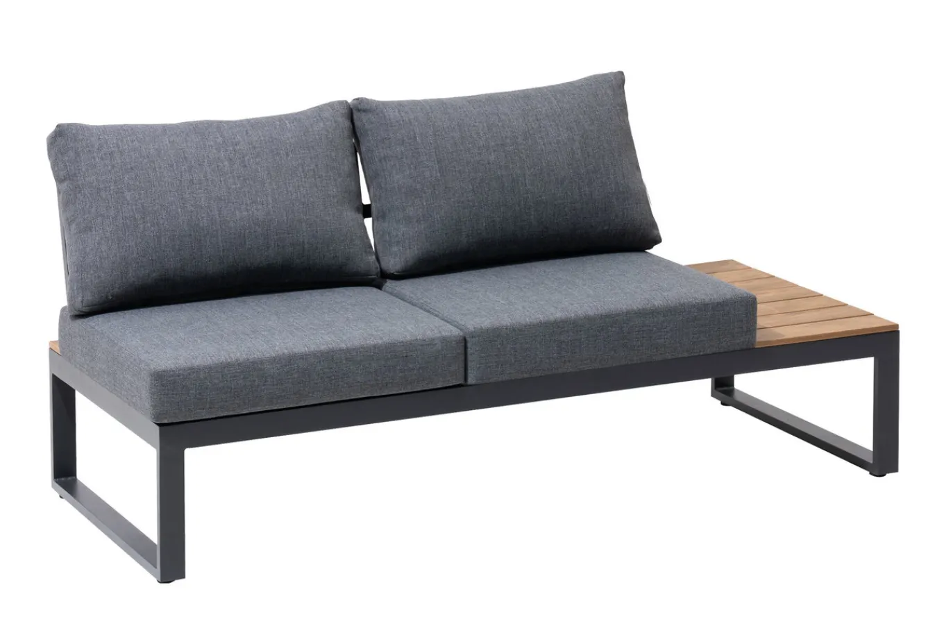 Best Ecklounge, anthrazit matt, Alu/Holzoptik, 5 Personen, Seitenablage Gartenlounge|Aluminium-Gartenmöbel