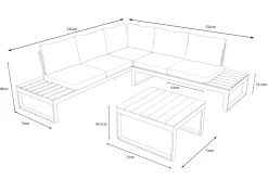 Best Ecklounge, anthrazit matt, Alu/Holzoptik, 5 Personen, Seitenablage Gartenlounge|Aluminium-Gartenmöbel