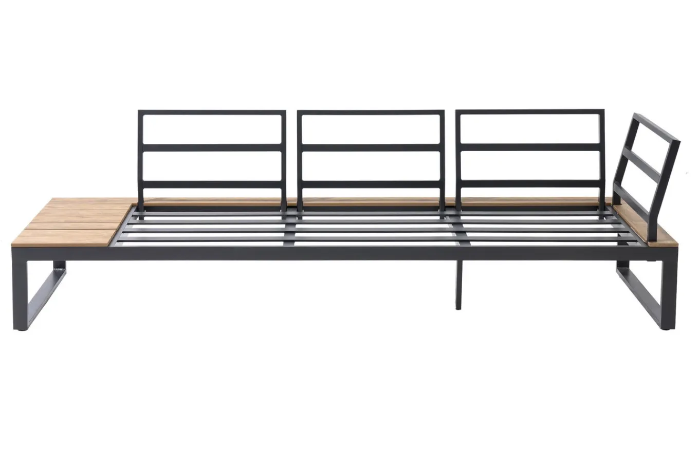 Best Ecklounge, anthrazit matt, Alu/Holzoptik, 5 Personen, Seitenablage Gartenlounge|Aluminium-Gartenmöbel