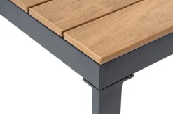 Best Ecklounge, anthrazit matt, Alu/Holzoptik, 5 Personen, Seitenablage Gartenlounge|Aluminium-Gartenmöbel