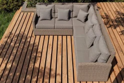 Discount Ecklounge, grau, Polyrattan, 4tlg, 5-6 Personen, inkl. Polster und Kissen Polyrattan-Gartenmöbel|Gartenlounge