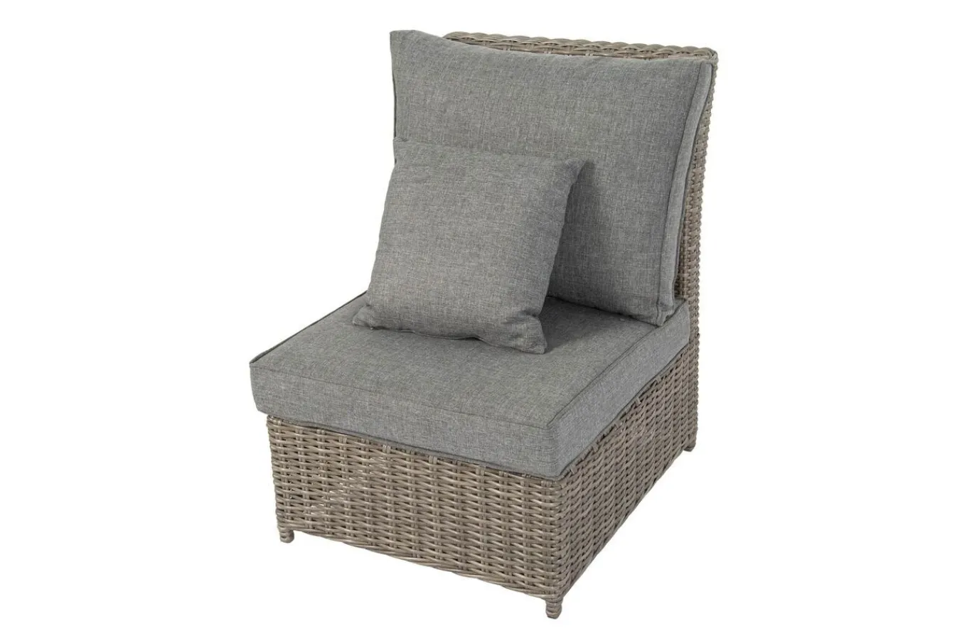Discount Ecklounge, grau, Polyrattan, 4tlg, 5-6 Personen, inkl. Polster und Kissen Polyrattan-Gartenmöbel|Gartenlounge