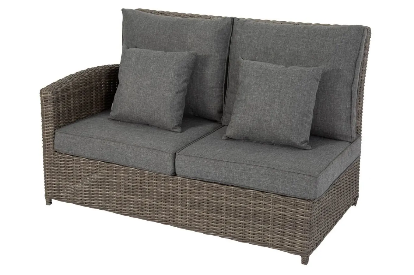 Discount Ecklounge, grau, Polyrattan, 4tlg, 5-6 Personen, inkl. Polster und Kissen Polyrattan-Gartenmöbel|Gartenlounge