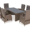 Outlet Elba Garten-Essgruppe, champagner-meliert/savanna, 200 x 95 cm, Polyrattan/Alu Polyrattan-Gartenmöbel|Akazien-Gartenmöbel