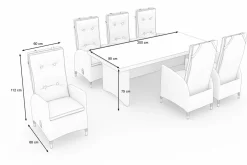 Outlet Elba Garten-Essgruppe, champagner-meliert/savanna, 200 x 95 cm, Polyrattan/Alu Polyrattan-Gartenmöbel|Akazien-Gartenmöbel