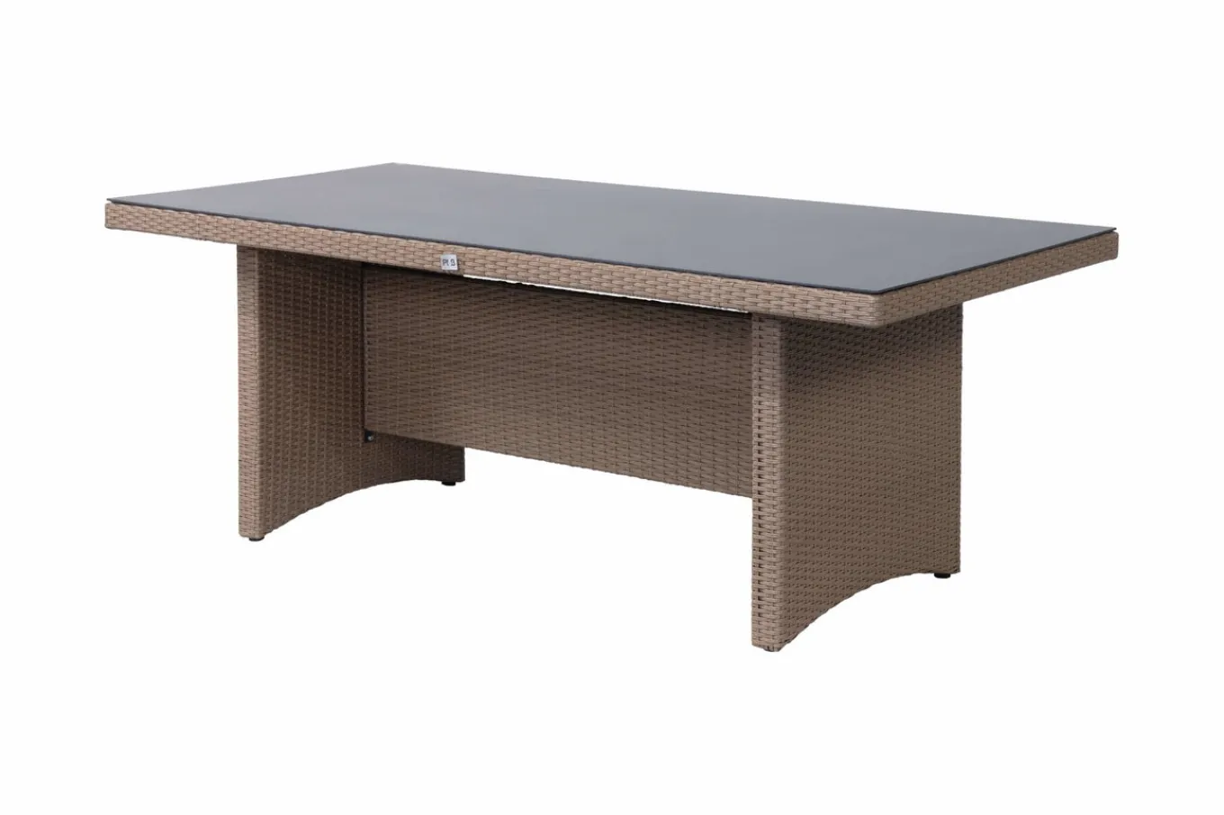 Outlet Elba Garten-Essgruppe, champagner-meliert/savanna, 200 x 95 cm, Polyrattan/Alu Polyrattan-Gartenmöbel|Akazien-Gartenmöbel