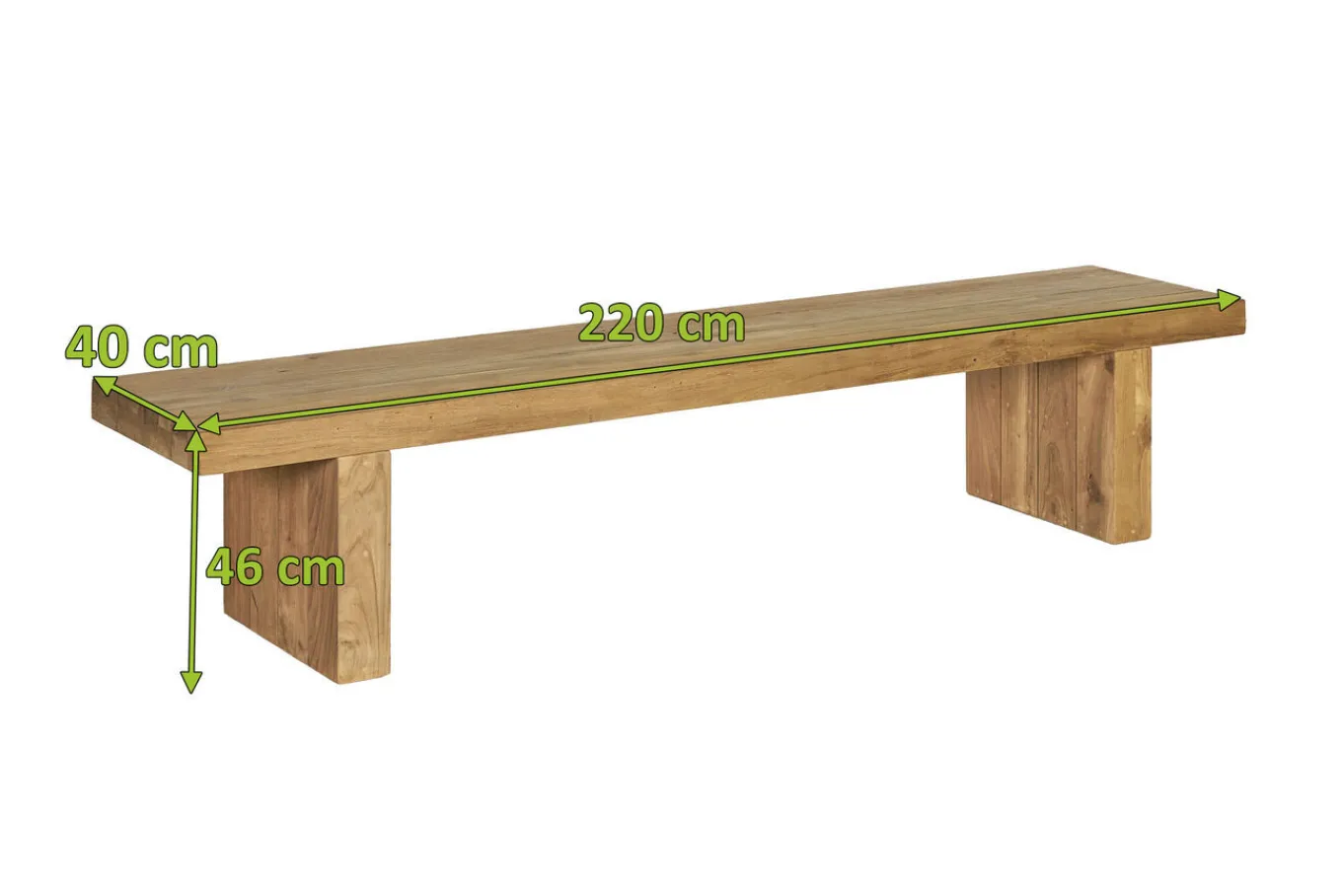 New Encino Bank, natur, recycled FSC-Teak, 220 x 40 x 46 cm Gartenbänke & Gartensofas|Teak-Gartenmöbel