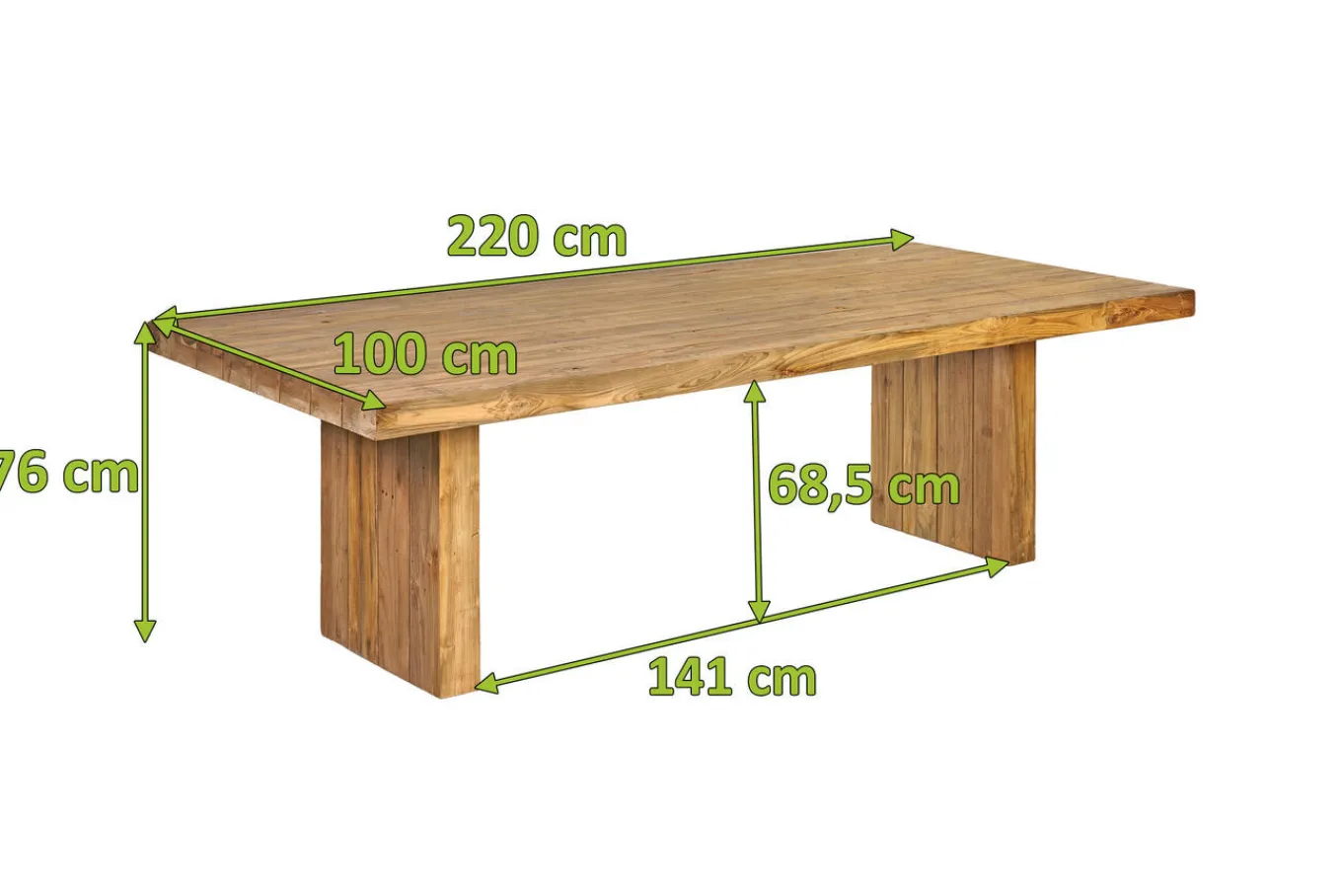 Online Encino Esstisch, natur, recyceltes Teak, 220 x 100 cm, FSC®-zertifiziertes Produkt Gartentische
