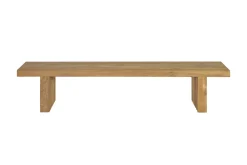 New Encino Garten-Essgruppe, natur/recyceltes Teak, Bank 220x50, Tisch 220x107, Gebürstet, Recycled, FSC®-zertifiziertes Produkt Garten-Essgruppen|Teak-Gartenmöbel