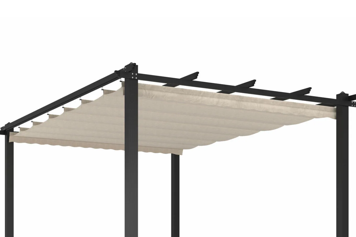 Outlet Ersatzdach Flachdachpergola, creme/weiß, Polyester, 4 x 3 m, mit Air-Vent System, witterungs- & UV-beständig Pergola|Gartenmöbel-Zubehör & Ersatzteile