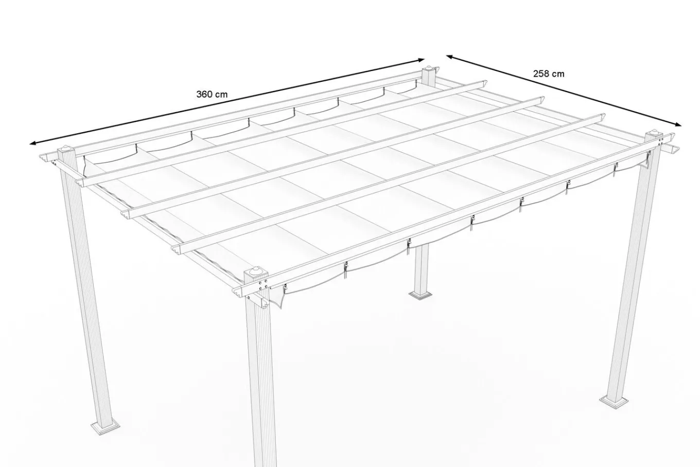 Ersatzdach für Pergola, anthrazit, Polyester, 3 x 4 m, witterungs- & UV-Schutz Sonnenschutz Zubehör|Gartenmöbel-Zubehör & Ersatzteile