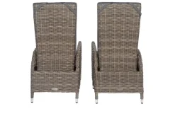 2er Set Dining Sessel, grau, Polyrattan, je 55 x 65 x 112 cm, Rücken stufenlos verstellbar Polyrattan-Gartenmöbel|Gartenstühle & Gartensessel