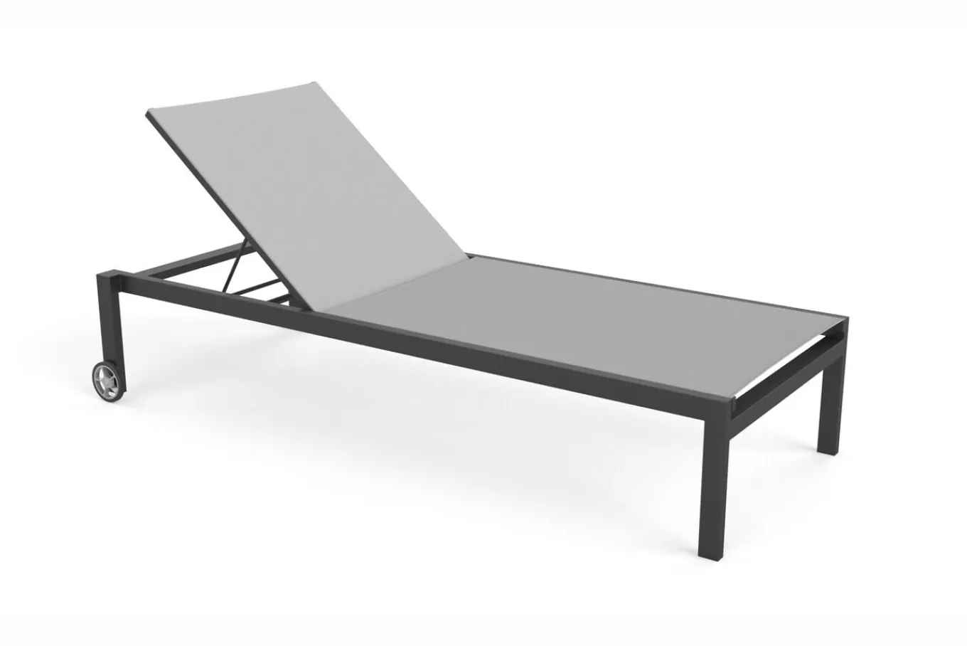 Discount 2er-Set Gartenliege, grau/schwarz, Alu/Textilene, 190 x 80 cm, rollbar, verstellbare Rückenlehne Gartenliegen|Aluminium-Gartenmöbel